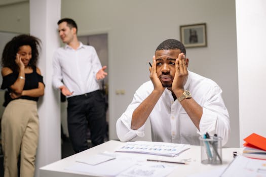 office worker looking stressed