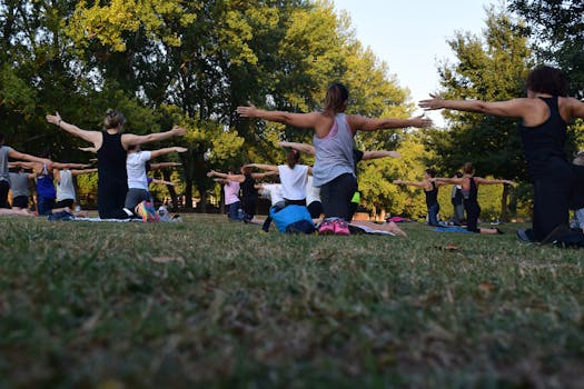 yoga class in a park