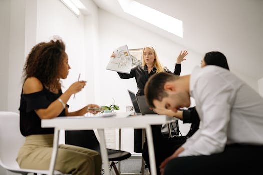 Image of a team discussing workplace challenges