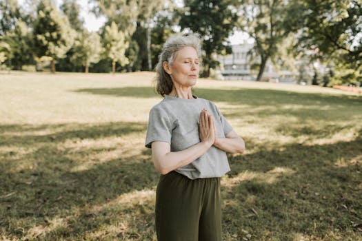 relaxed person meditating in nature