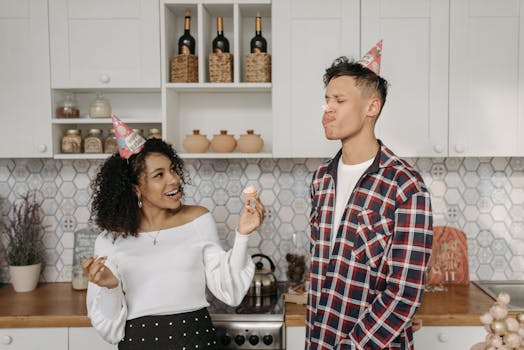 baking a cake with friends