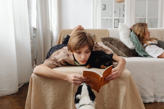 person relaxing with a book