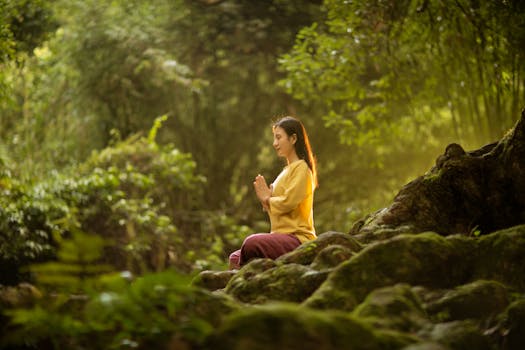 image of someone meditating in a peaceful environment