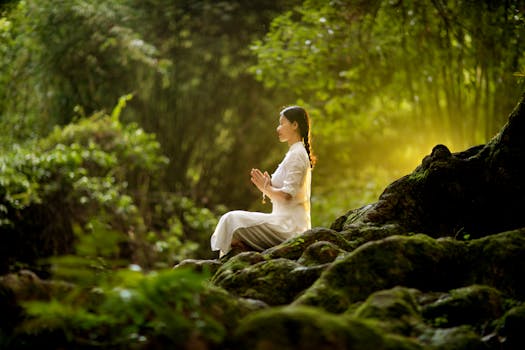 person meditating in a serene environment